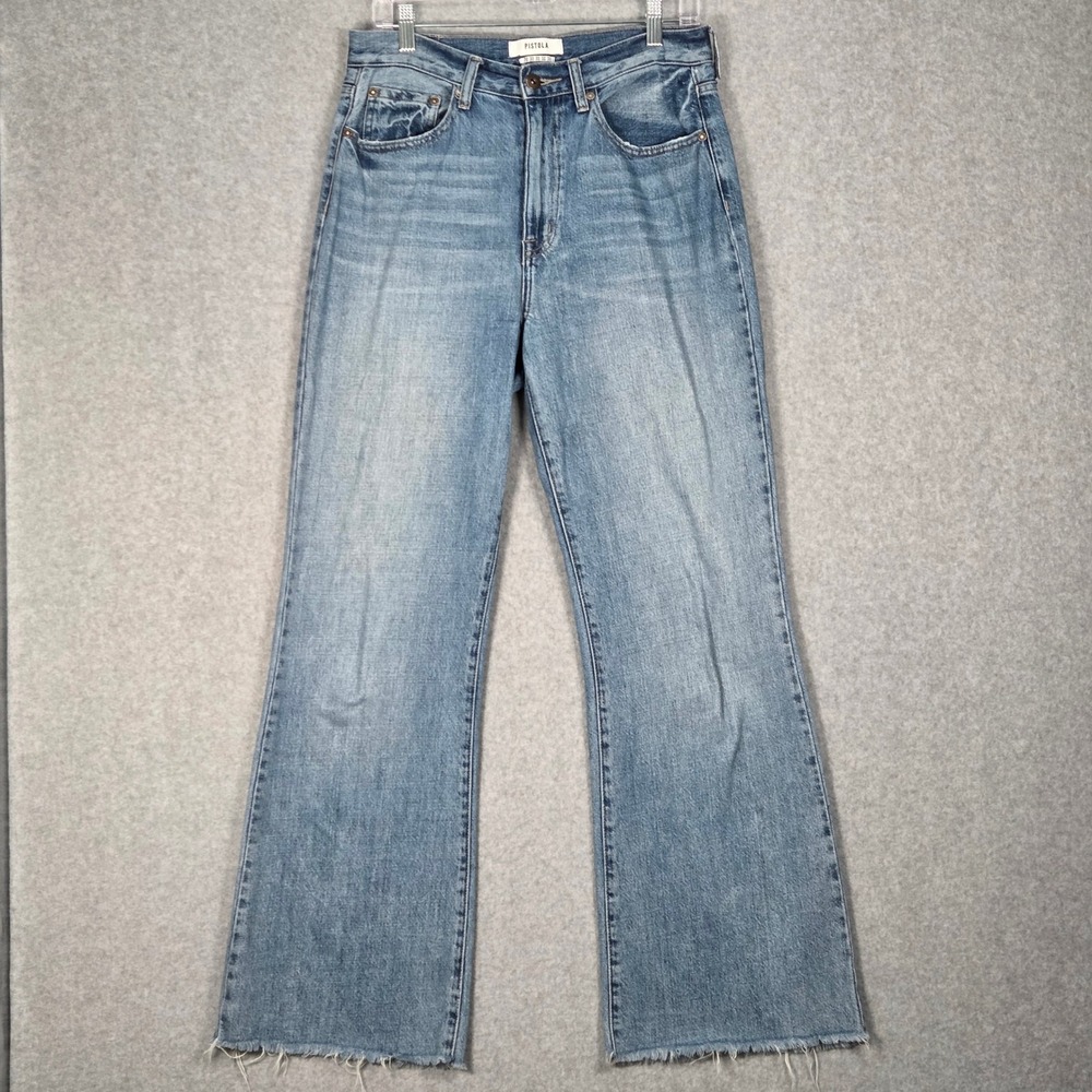 Pistola Women 30 Stevie High Rise Relaxed Flare‎ Jeans Light Wash Cotton Rayon - Picture 2 of 6